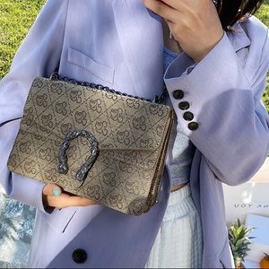 Fashion Khaki Mickey Chain Lock Crossbody Shoulder